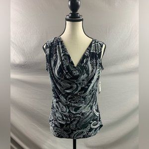 Black And White Paisley Sleeveless Top